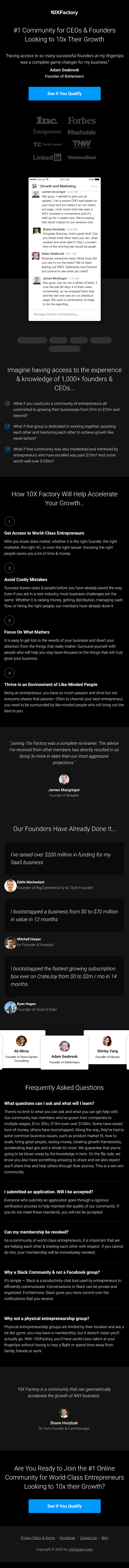 10xfactory  Landing Page Design