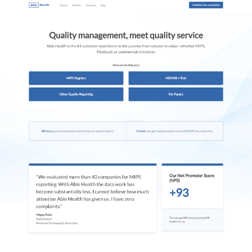 Ablehealth  Landing Page Design