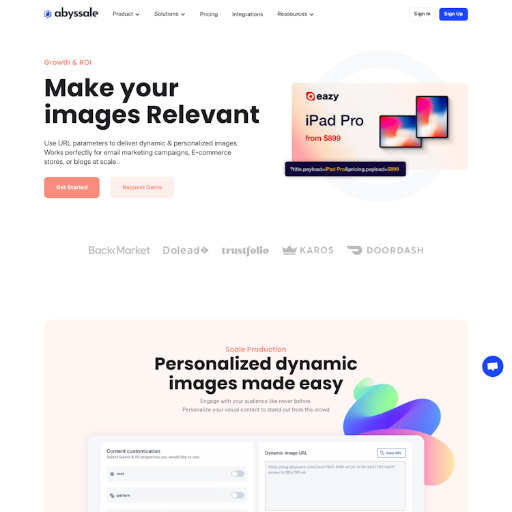 Abyssale  Landing Page Design