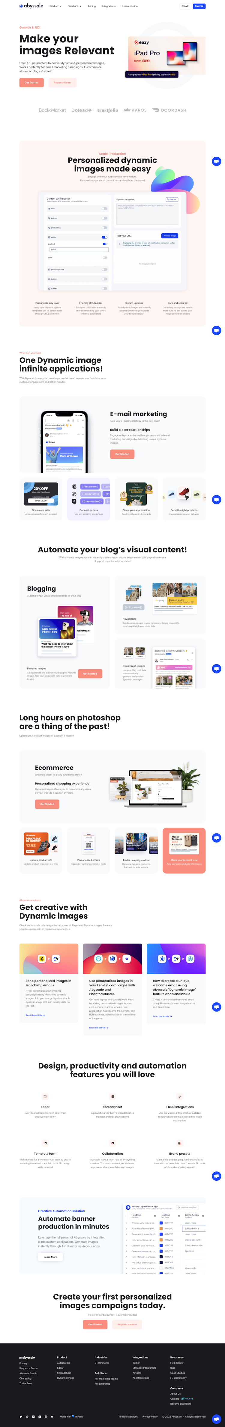 Abyssale  Landing Page Design