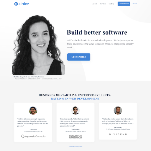 Airdev  Landing Page Design