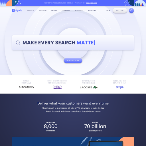 Algolia  Landing Page Design