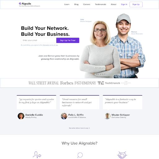 Alignable  Landing Page Design