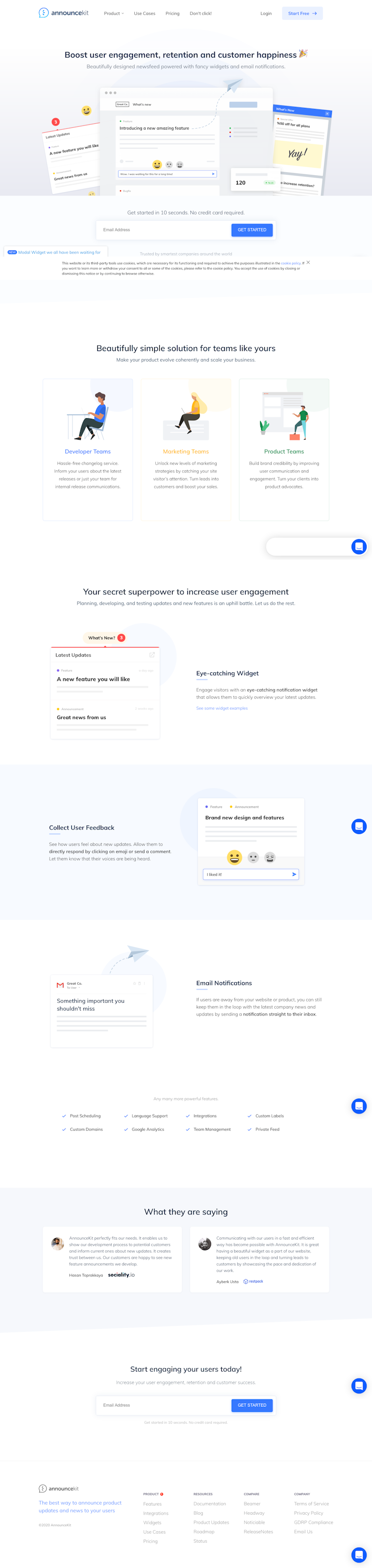 Announcekit  Landing Page Design