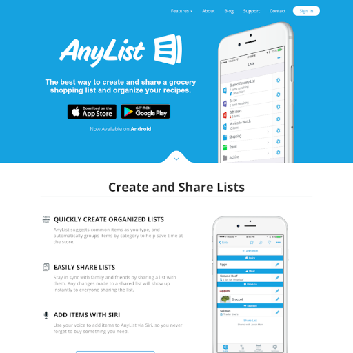 Anylist  Landing Page Design