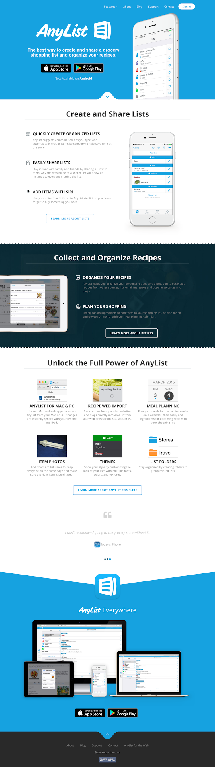 Anylist  Landing Page Design