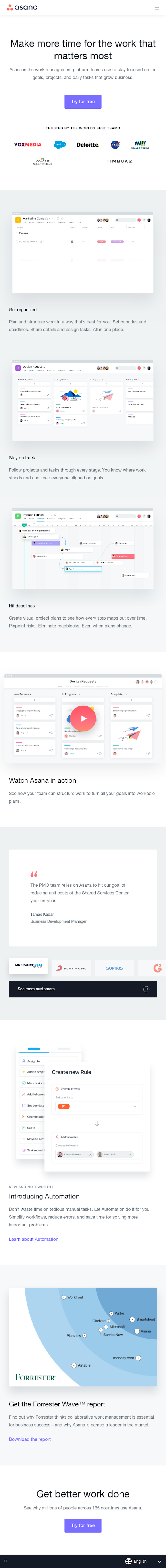 Asana  Landing Page Design