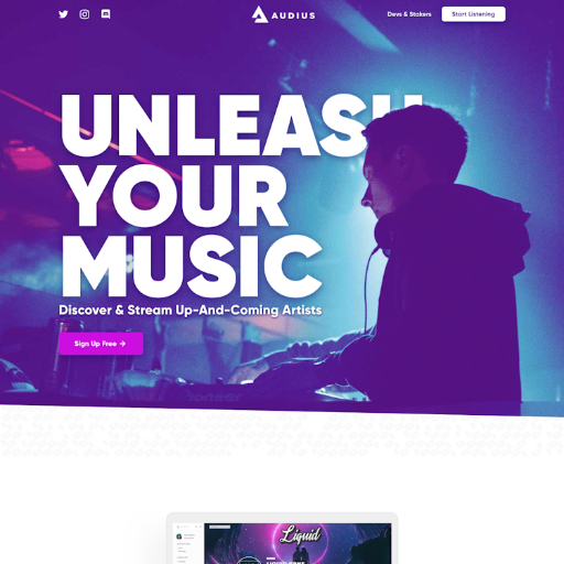 Audius  Landing Page Design