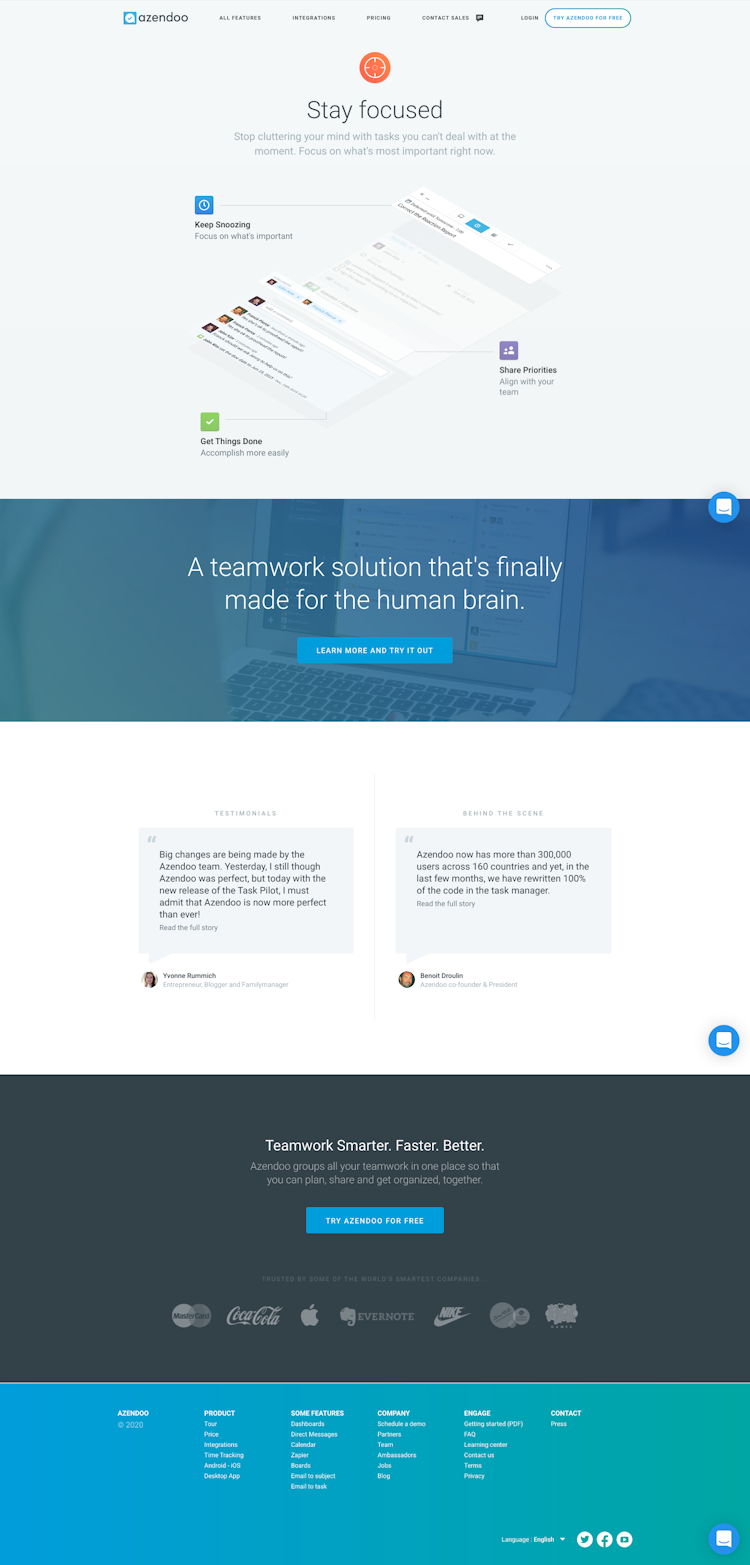 Azendoo  Landing Page Design