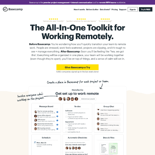 Basecamp  Landing Page Design