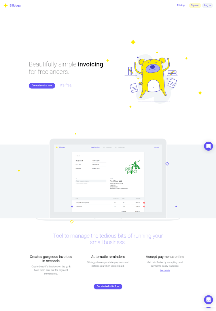 Billdogg  Landing Page Design