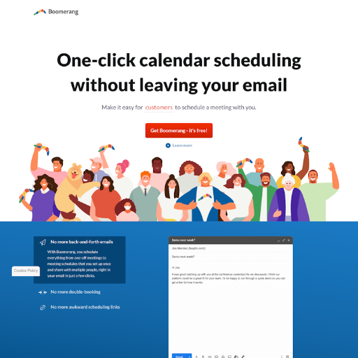 Boomerang  Landing Page Design