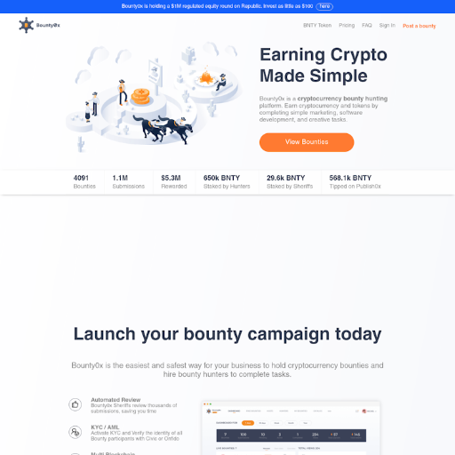 Bounty0x  Landing Page Design