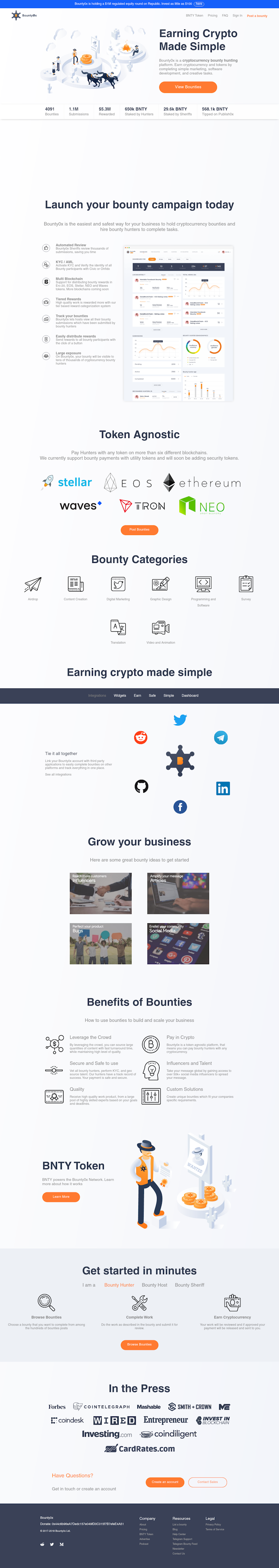 Bounty0x  Landing Page Design