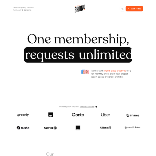 Bruno Membership  Landing Page Design