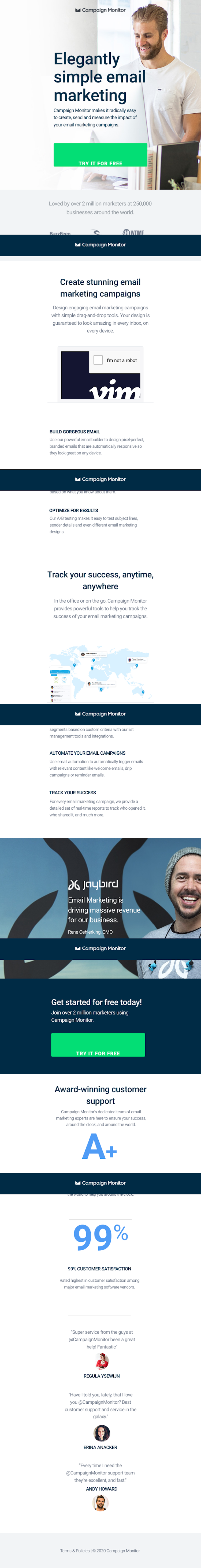 CampaignMonitor  Landing Page Design