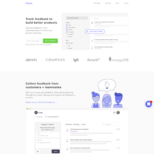 Canny  Landing Page Design