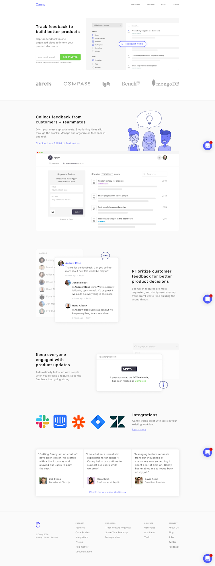 Canny  Landing Page Design