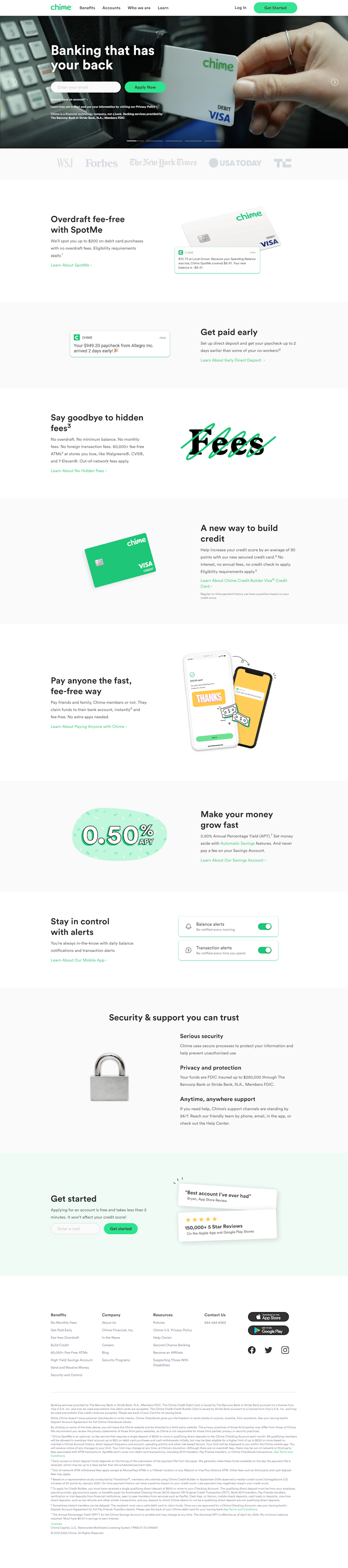 Chime  Landing Page Design