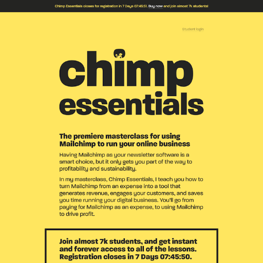 Chimpessentials  Landing Page Design