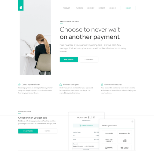 Choosefluid  Landing Page Design