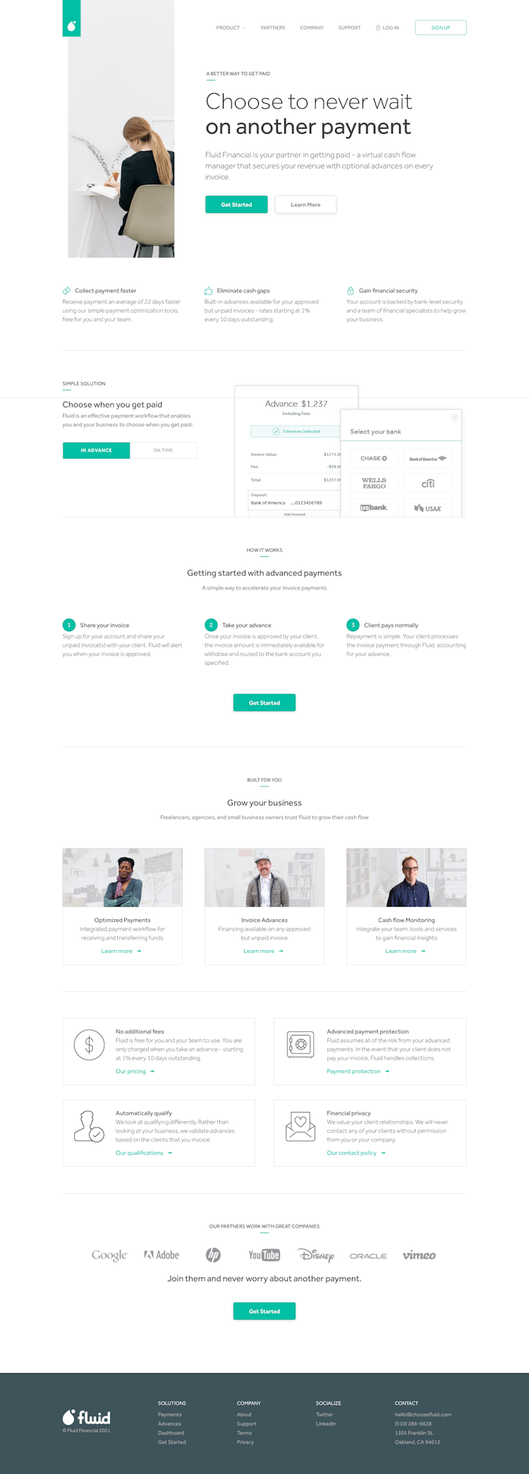 Choosefluid  Landing Page Design