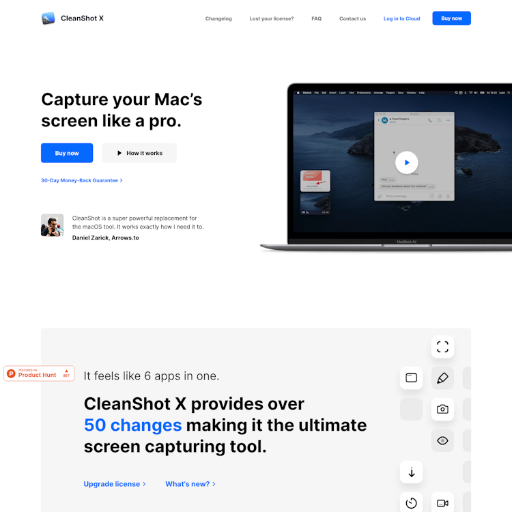 Cleanshot X  Landing Page Design