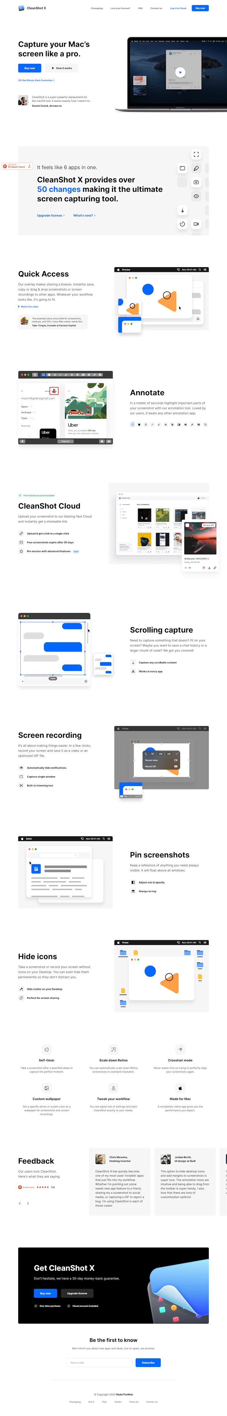 Cleanshot X  Landing Page Design