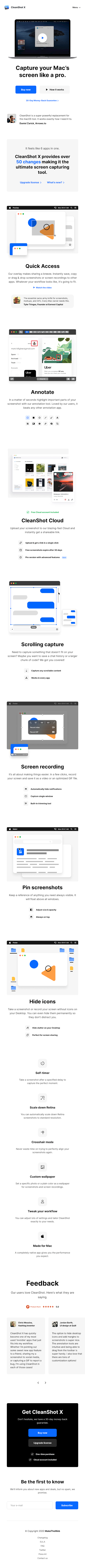 Cleanshot X  Landing Page Design