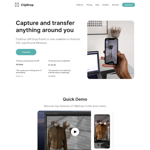 Clipdrop  Landing Page Design