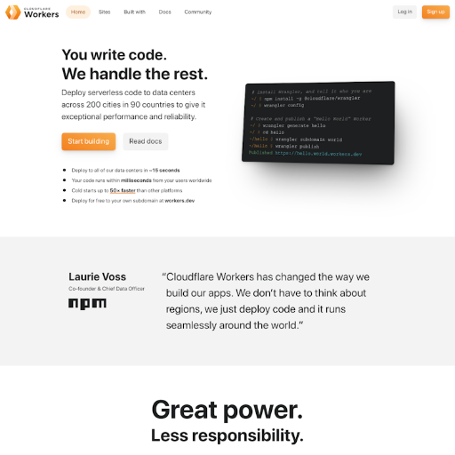 Cloudflare Workers  Landing Page Design