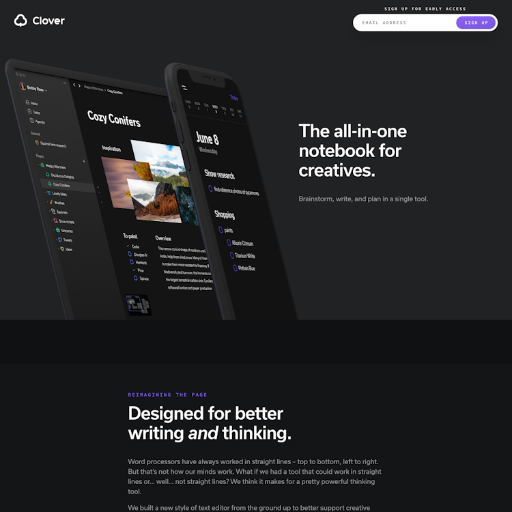 Clover  Landing Page Design