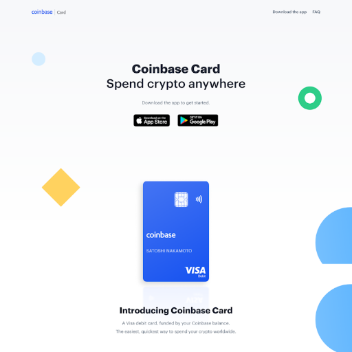 Coinbase Card  Landing Page Design