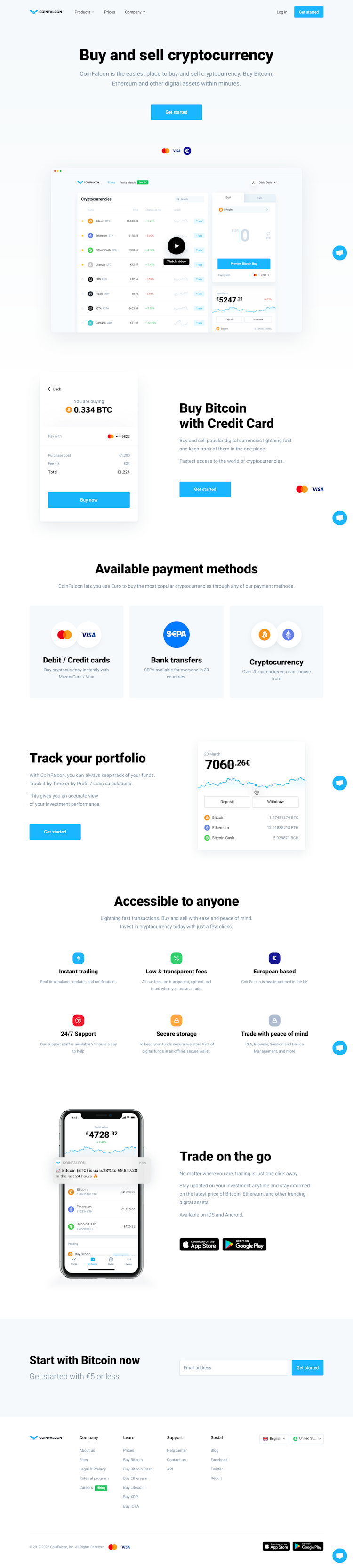 Coinfalcon  Landing Page Design