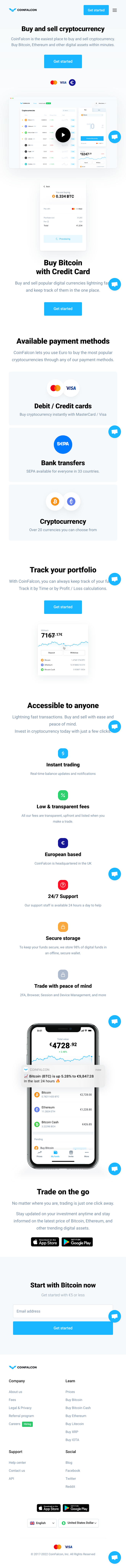 Coinfalcon  Landing Page Design