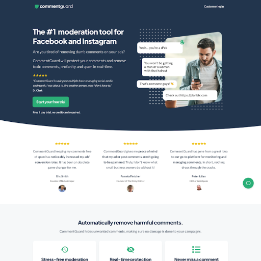 Commentguard  Landing Page Design