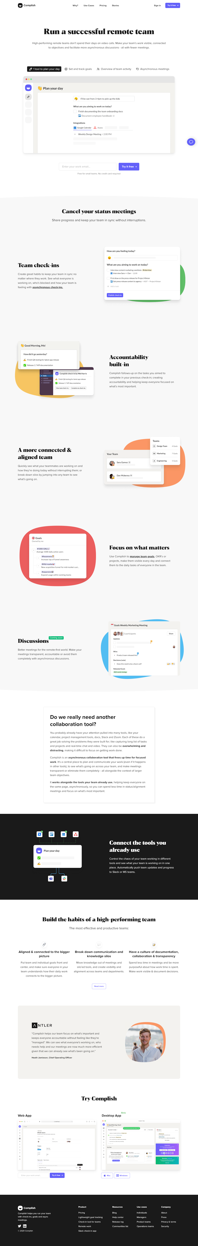 Complish  Landing Page Design