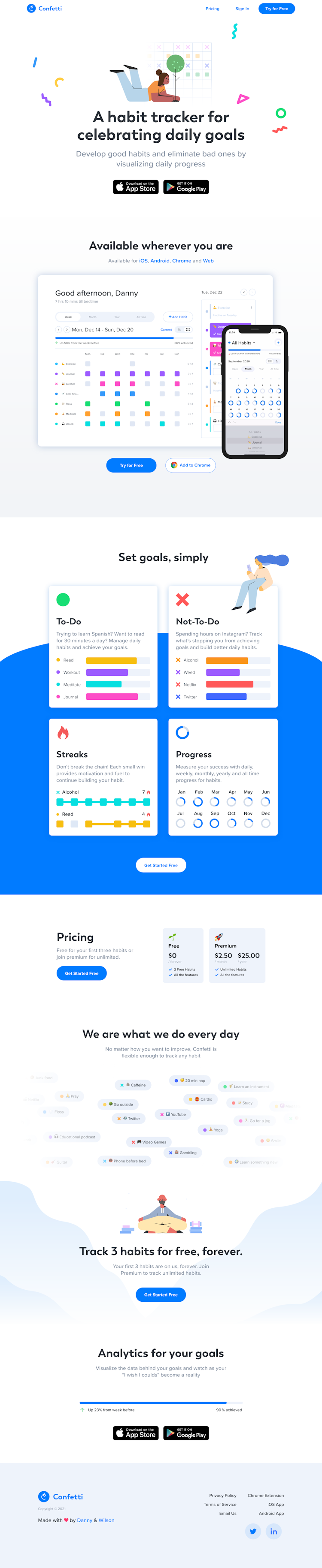 Confettihabits  Landing Page Design