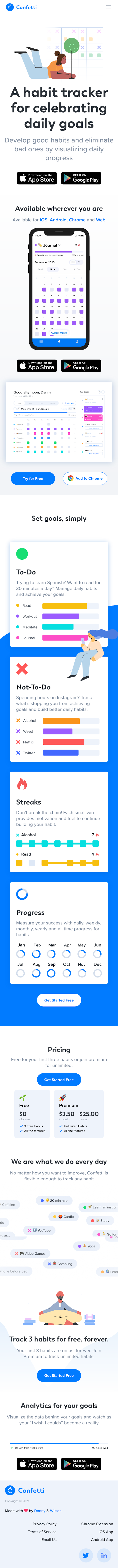 Confettihabits  Landing Page Design