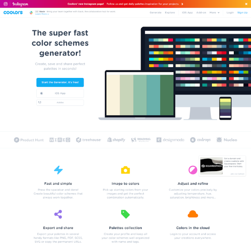 Coolors  Landing Page Design