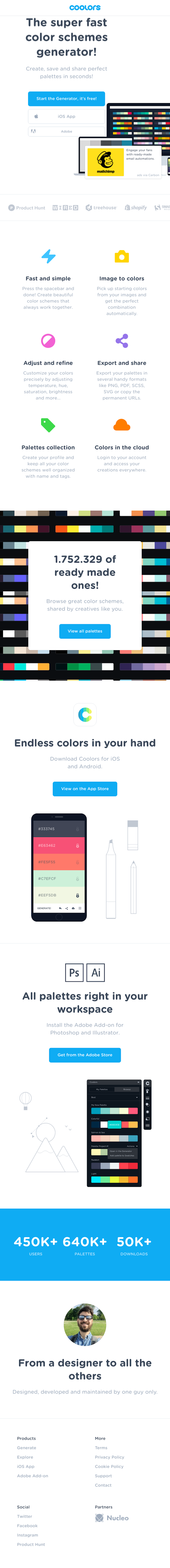 Coolors  Landing Page Design