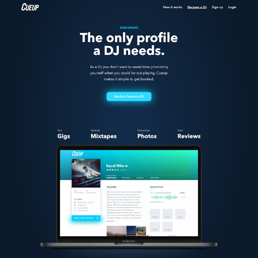 Cueup  Landing Page Design