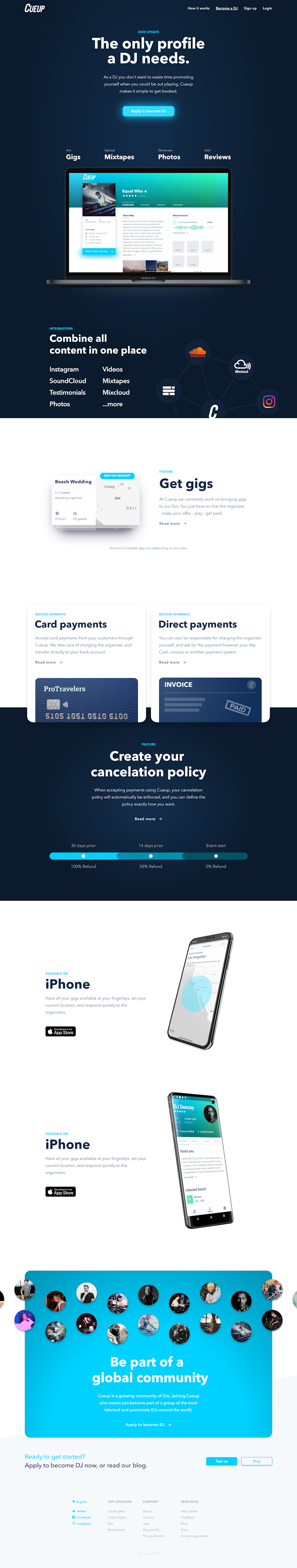 Cueup  Landing Page Design