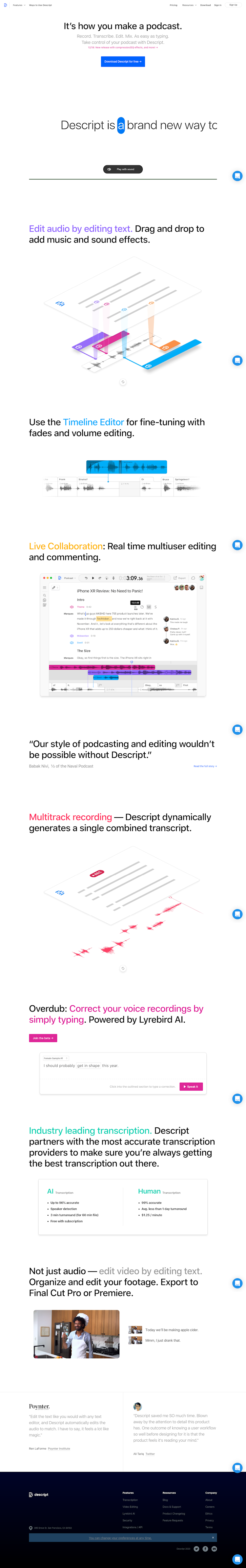 Descript  Landing Page Design