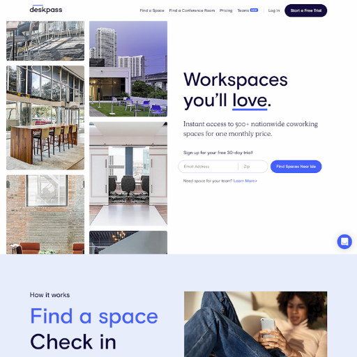 Deskpass  Landing Page Design