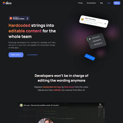 Dico  Landing Page Design