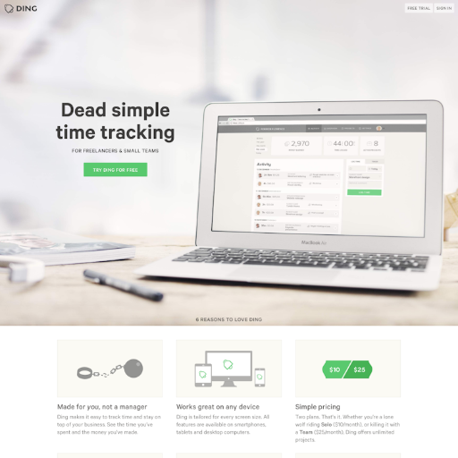 Ding  Landing Page Design