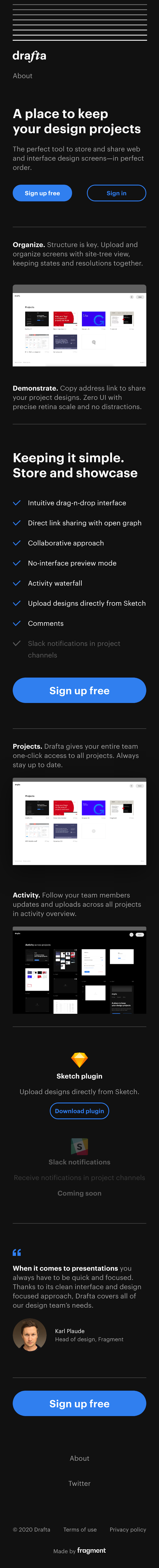 Drafta  Landing Page Design