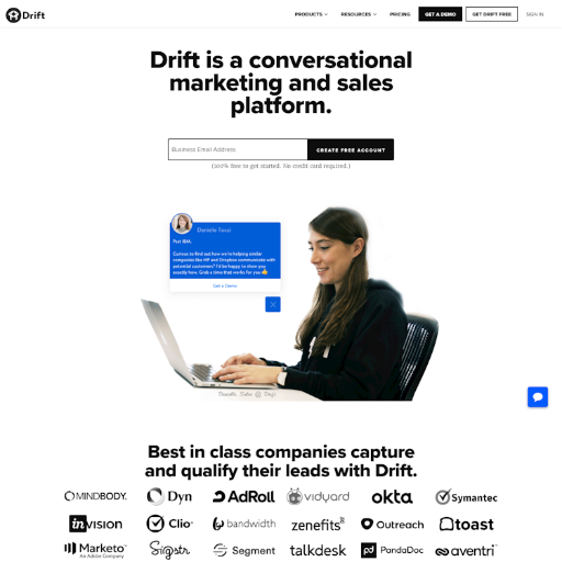 Drift  Landing Page Design