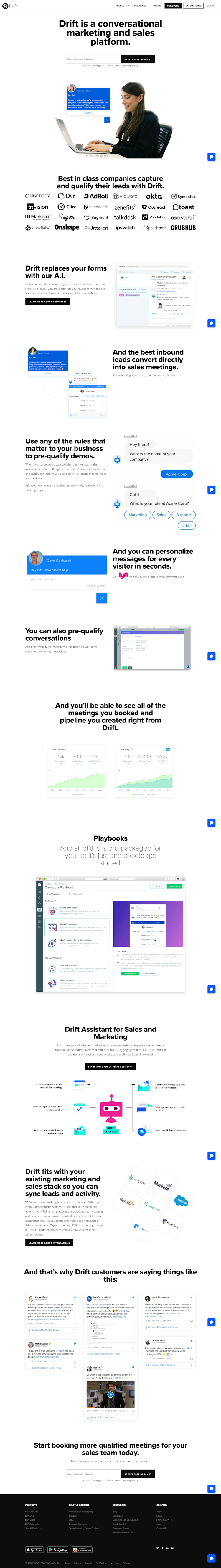 Drift  Landing Page Design